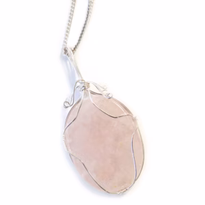 Wirbelgewickelte Edelsteinkette - Rosenquarz