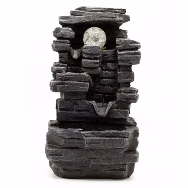 Fuente de Agua de Interior - Rocas Naturales y Bola de Cristal 35cm