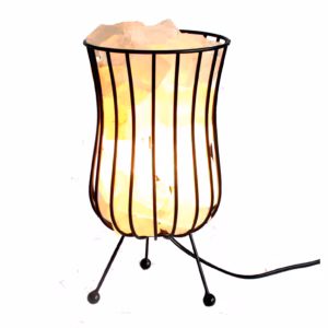 Tall Salt Rock Brazier Lamp, Cable, Bulb, White Salt