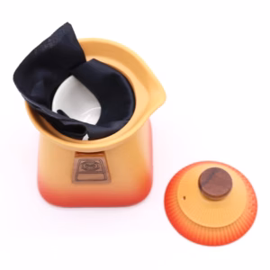 Temple Tepotte Sæt & Three Cups - Orange Earth
