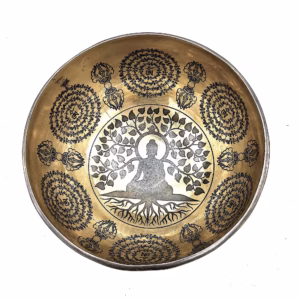 Tibetische Heilschale mit Gravur - 16cm - Bodhi - Baum - Buddha