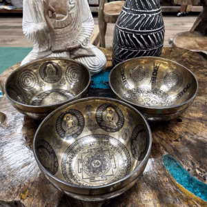 Tibetische Heilschale mit Gravur - 16cm - Bodhi - Baum - Buddha