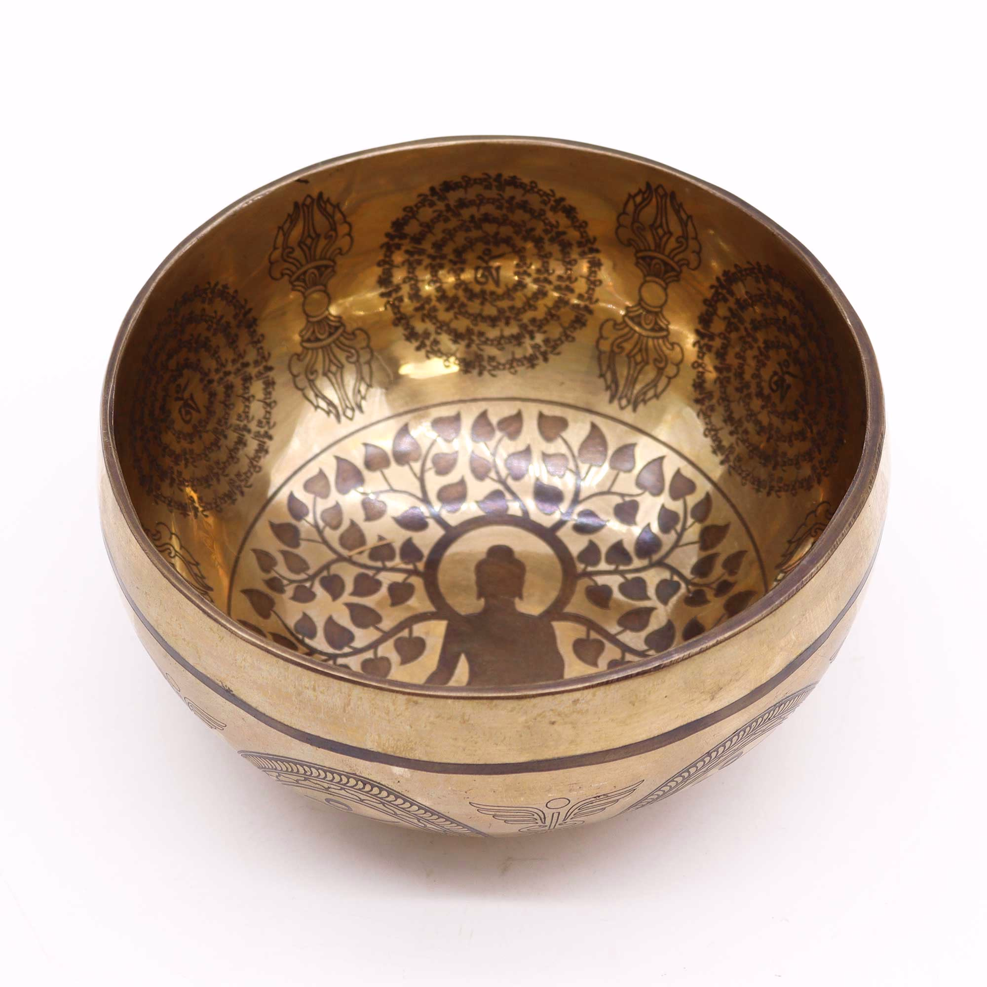 Tibetische Heilschale mit Gravur - 16cm - Bodhi - Baum - Buddha 6 Tibetische Heilschale Mit Gravur - 16Cm - Bodhi - Baum - Buddha