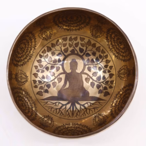 Tibetische Heilschale mit Gravur - 16cm - Bodhi - Baum - Buddha
