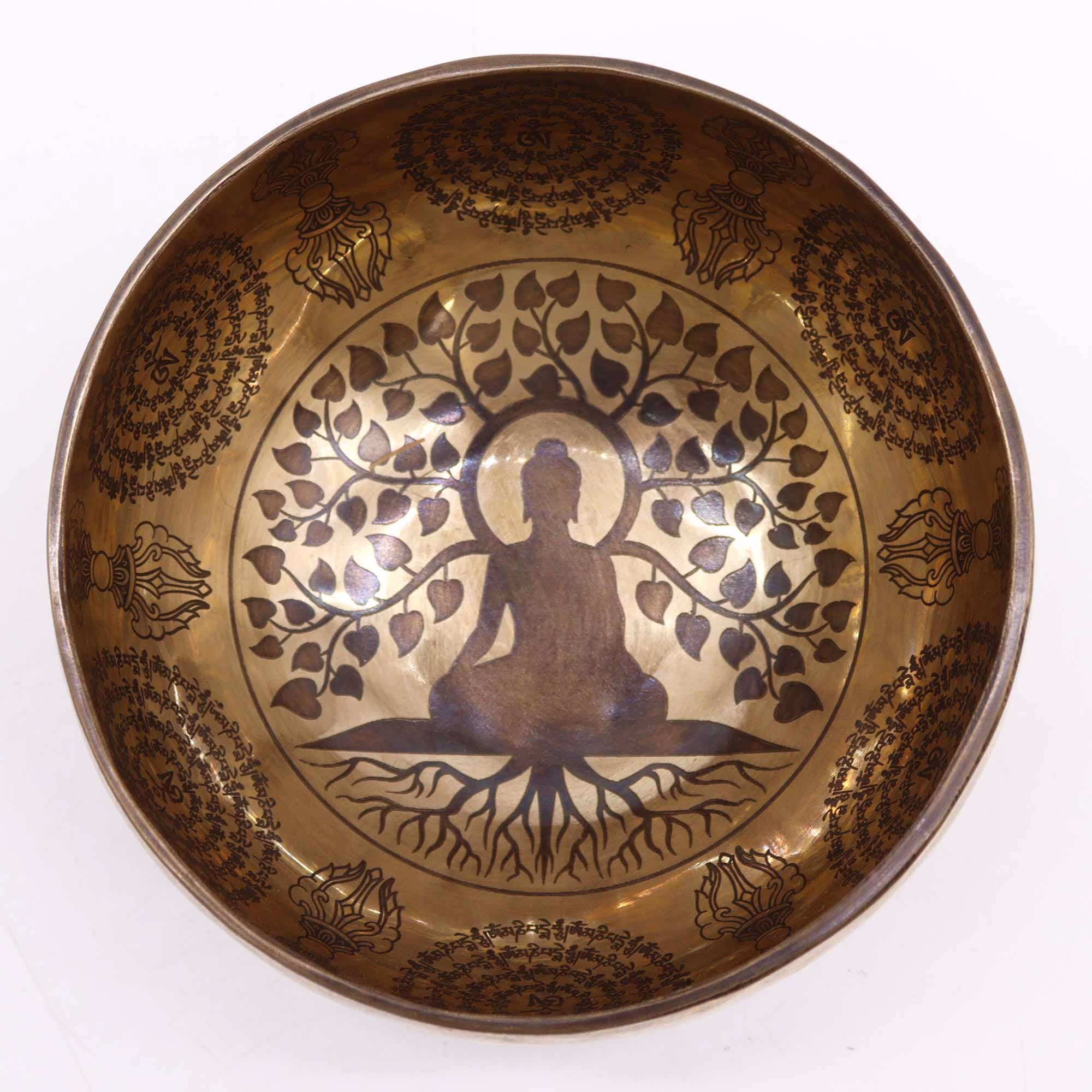 Tibetische Heilschale mit Gravur - 16cm - Bodhi - Baum - Buddha 7 Tibetische Heilschale Mit Gravur - 16Cm - Bodhi - Baum - Buddha