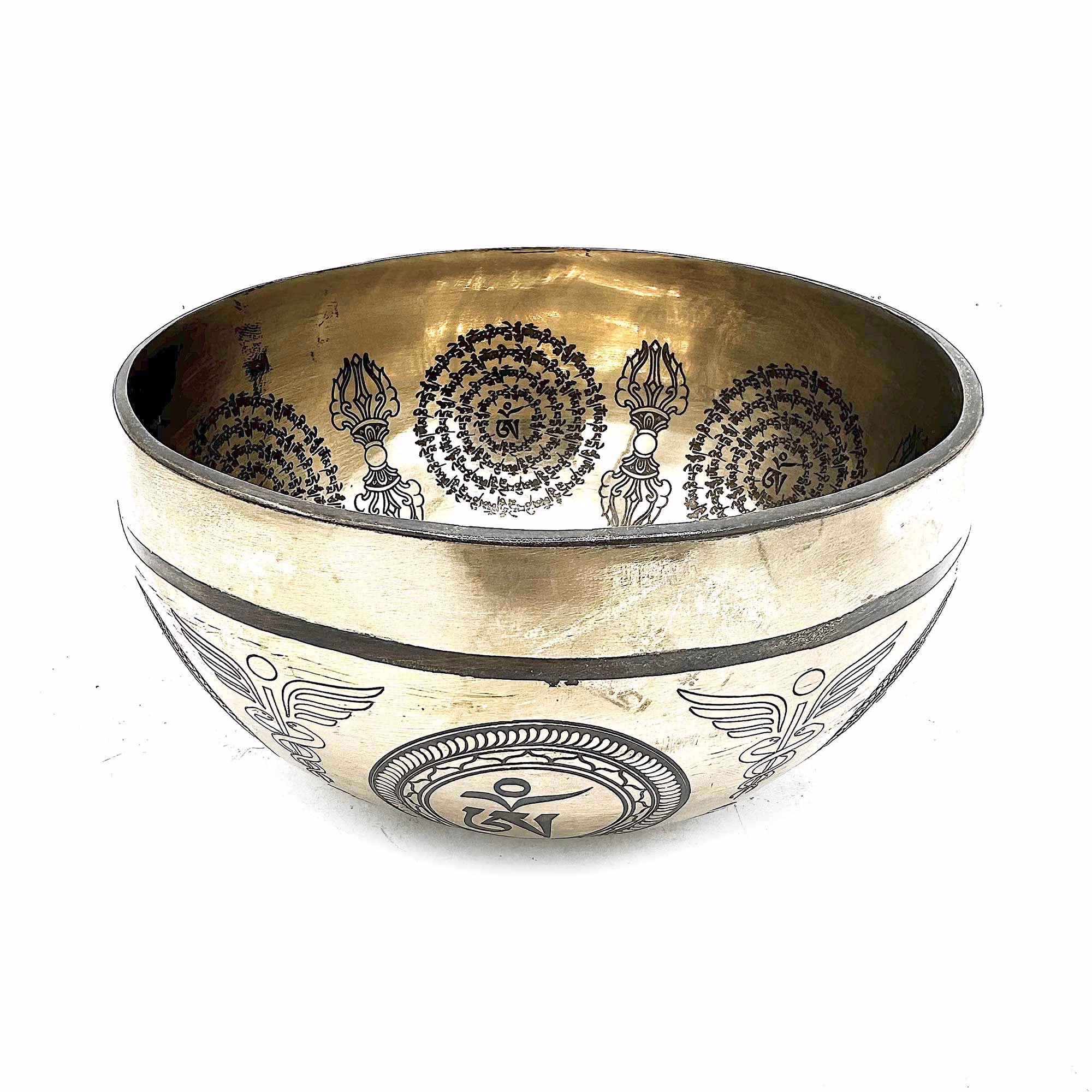 Tibetische Heilschale mit Gravur - 16cm - Bodhi - Baum - Buddha 1 Tibetische Heilschale Mit Gravur - 16Cm - Bodhi - Baum - Buddha