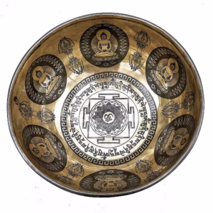 Cuenco Tibetano Curativo Grabado - 21cm - OM & Buda