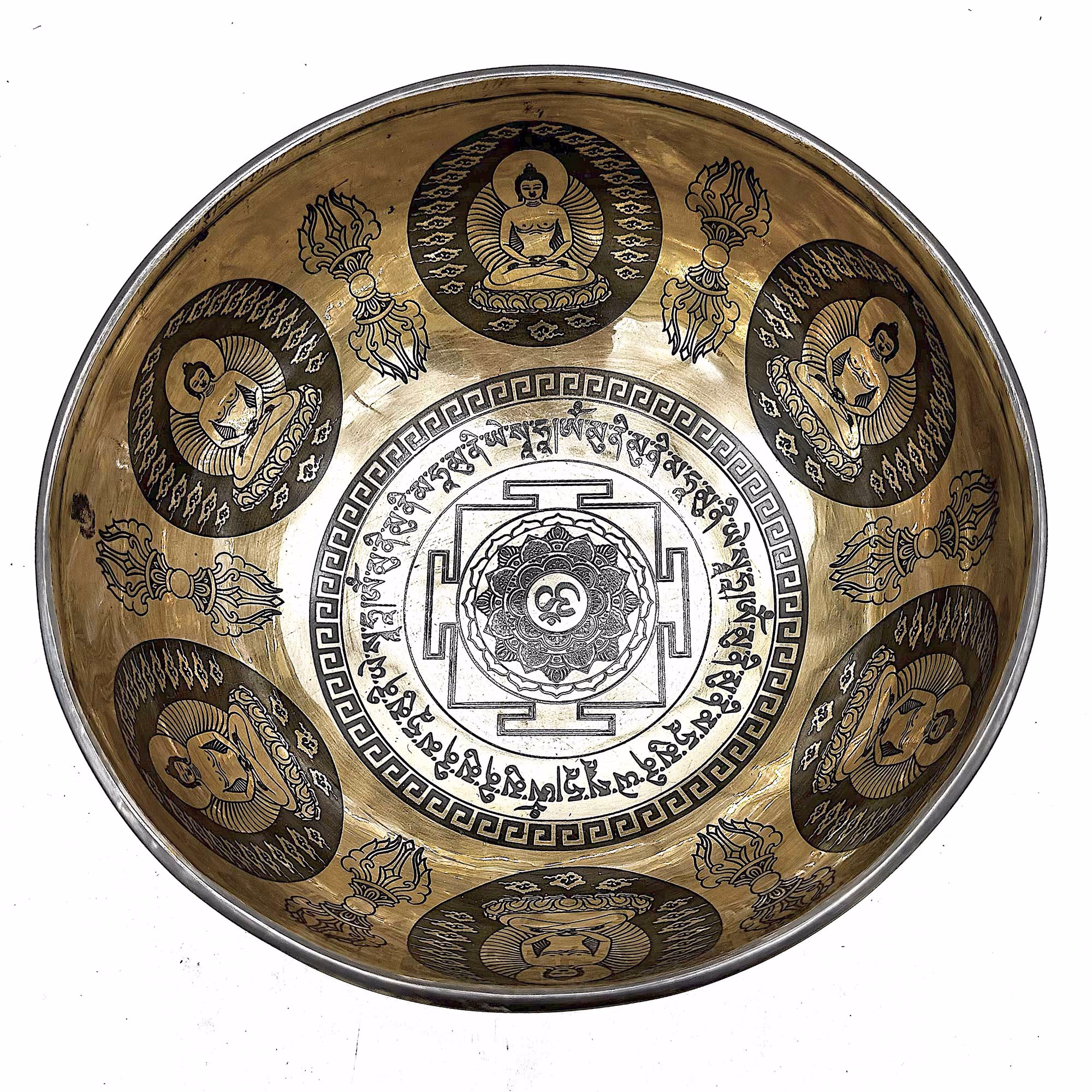 Cuenco Tibetano Curativo Grabado - 21cm - OM & Buda 2 Cuenco Tibetano Curativo Grabado - 21Cm - Om &Amp; Buda
