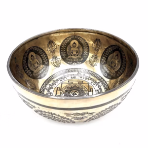 Cuenco Tibetano Curativo Grabado - 21cm - OM & Buda