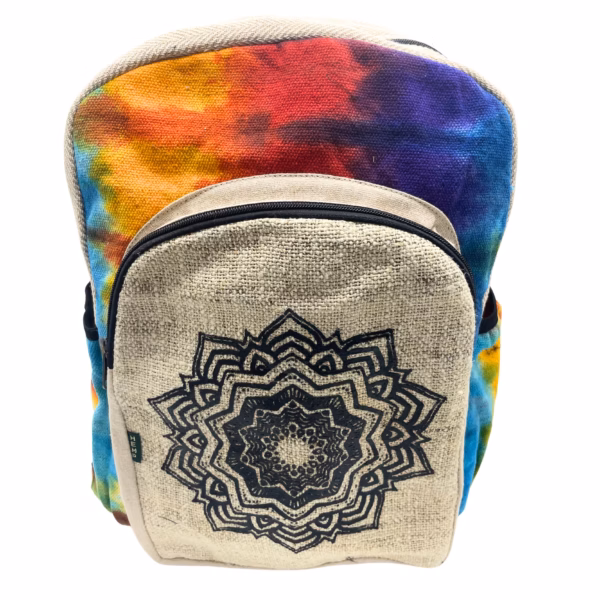 Ryggsäck av Hampa med Batik - Mandala - Stor
