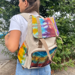 Tiedye Hemp Firkantet Ryggsekk I Hamp - Stor