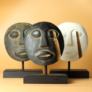 Masque Décoratif Tribal Timor - Blanc 27x20cm