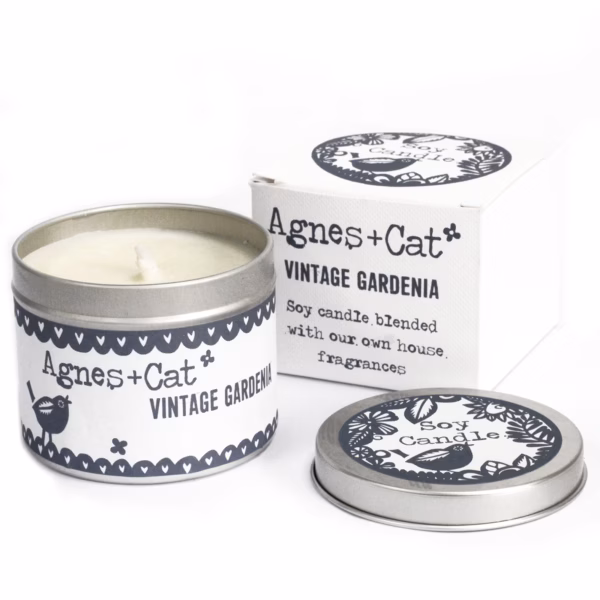 Sojawas Kaars in Blik met Geschenkdoos - Vintage Gardenia - 200g