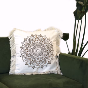 Traditionel Mandala Pude - Sort - 45x45cm