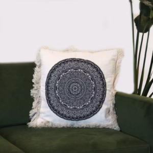 Traditionel Mandala Pude - Sort - 45x45cm