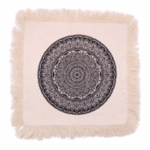 Traditionel Mandala Pude - Sort - 45x45cm