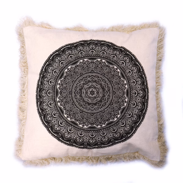 Traditional Mandala Cushion - 45x45cm - Black