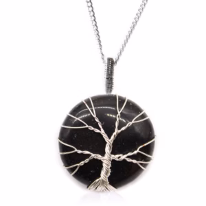 Collier de Pierres Fines Arbre de Vie - Onyx Noir