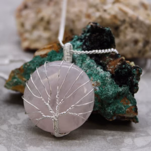 Levensboom Edelsteen Ketting - Rozenkwarts