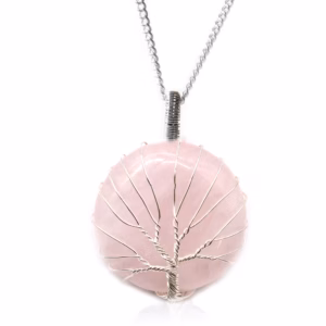 Levensboom Edelsteen Ketting - Rozenkwarts