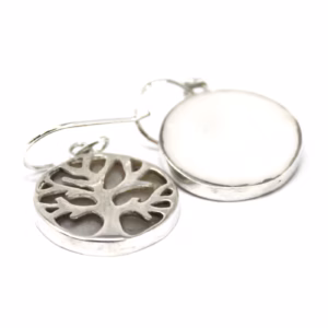 Boucles d'Oreilles Argent Arbre de Vie 15mm - Nacre