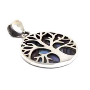 Baum des Lebens Silber Anhänger 22mm - Abalone