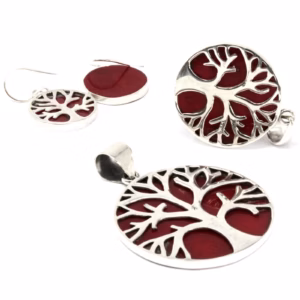 Pendentif Argent Arbre de Vie 30mm - Effet Corail