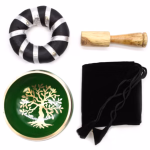 Tree of Life Singing Bowl Set - Green - 10.7cm