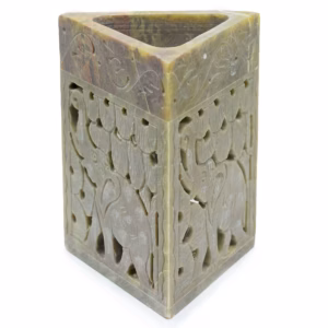 Driehoekige Speksteen Olielamp - Olifant