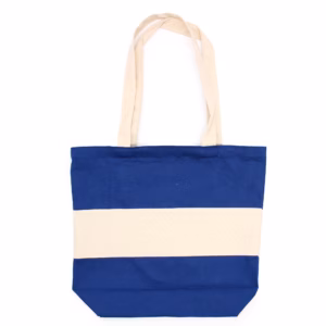 Tweekleurige Katoenen Tas - Blauw en Natuurlijk - 10oz