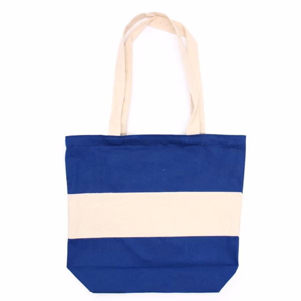 Zweifarbige Baumwolltasche - Blau & Natur - 10oz - 38x42x12cm
