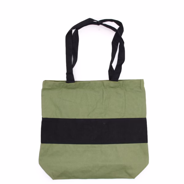 Tweekleurige Katoenen Tas - Groen en Zwart - 10oz