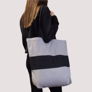 Zweifarbige Baumwolltasche - Grau und Schwarz - 10 Oz - 38x42x12cm