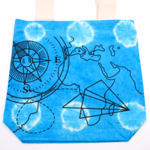 Sac en Coton Tie - Dye - 6oz - 38x42x12cm - Boussole - Bleu - Anse Naturelle