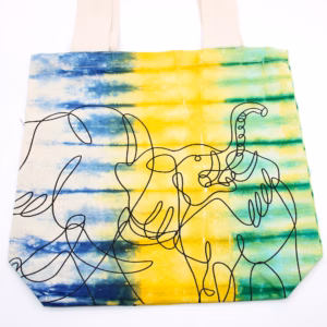 Batik - Baumwolltasche - Elephants - Multi - Naturgriff - 38x42x12cm