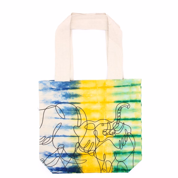 Batik - Baumwolltasche - Elephants - Multi - Naturgriff - 38x42x12cm