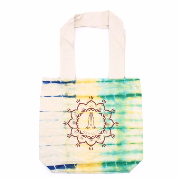 Tie - Dye Katoenen Tas - Namaste Hands - Multi - Natuurlijk Handgreep