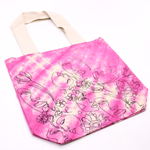 Batikväska - Bomull - Vackert ansikte - Magenta - 38x42x12cm