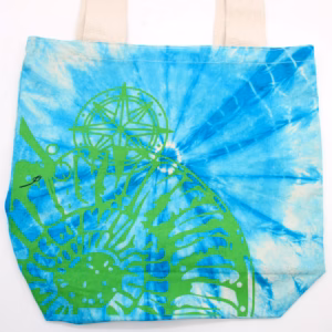 Tie - Dye Katoenen Tas - Zeeschelp - Blauw/groen - Groen Handgreep