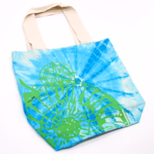 Tie - Dye Katoenen Tas - Zeeschelp - Blauw/groen - Groen Handgreep