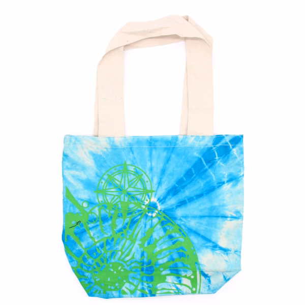Tie - Dye Katoenen Tas - Zeeschelp - Blauw/groen - Groen Handgreep