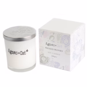 Coffret Cadeau Bougie Votive en Cire de Soja 200 Gr - Pivoine Pressée
