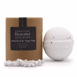 Bombe de Bain avec Bracelet en Pierres Fines - Jaspe Blanc