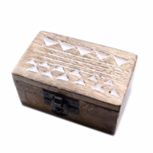 Holzbox Weissgewaschen - 3x1.5 Pillendose Aztekisches Design