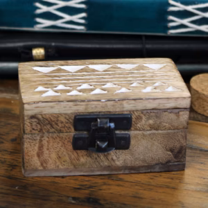 Holzbox Weissgewaschen - 3x1.5 Pillendose Aztekisches Design