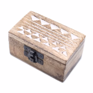Holzbox Weissgewaschen - 3x1.5 Pillendose Aztekisches Design