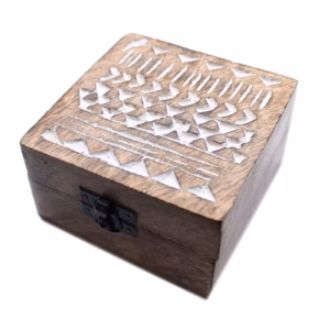 Holzbox Weissgewaschen - 4x4 Aztekisches Design
