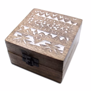 Mango Houten Doos - Witgewassen - Slavisch Motief