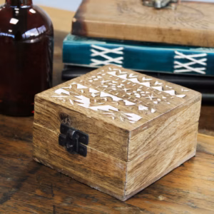 Mango Houten Doos - Witgewassen - Slavisch Motief