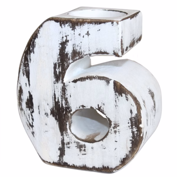 Bougeoirs Chiffres en Bois - No 6